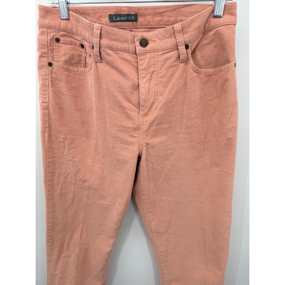 Garnet Hill Peach Salmon Sz 8 Corduroy Cotton Pants Straight Leg 31x29 Organic